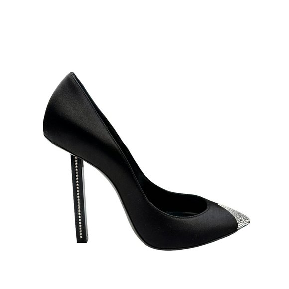 Saint Laurent Black Satin & Crystals Heels - Picture 2 of 9